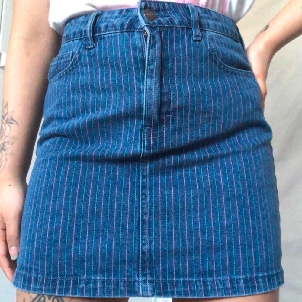 Forever 21 Rainbow Stripe Denim Mini Skirt